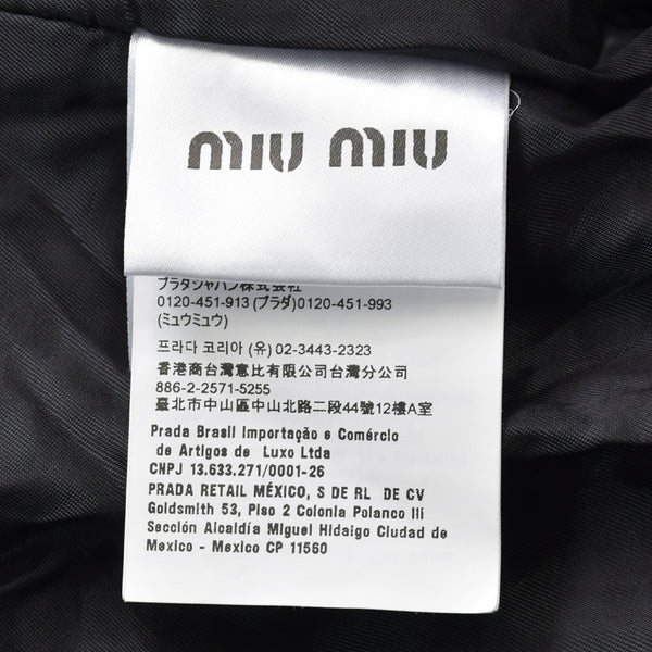 極美品 MIU MIU ミュウミュウ ロゴパッチ ボンバージャケット レザージャケット ブルゾン ブラック サイズ42 中古 4a002564