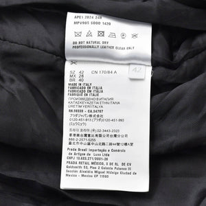 極美品 MIU MIU ミュウミュウ ロゴパッチ ボンバージャケット レザージャケット ブルゾン ブラック サイズ42 中古 4a002564