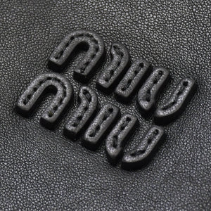 極美品 MIU MIU ミュウミュウ ロゴパッチ ボンバージャケット レザージャケット ブルゾン ブラック サイズ42 中古 4a002564