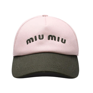Very good condition MIUMIU Adjuster Cap 5HC179 Size S Pink Beige Olive Cotton Logo Embroidery Used 4a002570