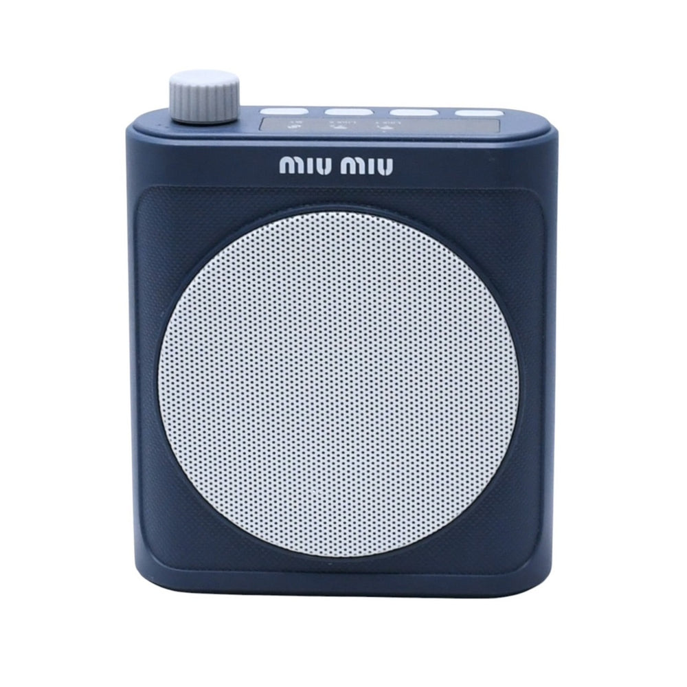 極美品 MIU MIU ノベルティワイヤレススピーカー ネイビー グレー Bluetooth ブルートゥース コンパクトスピーカー 中古 4a002442