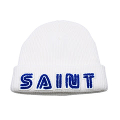 Very good condition SAINT Mxxxxxx SEGA Saint Michael SEGA SG KNIT CAP SAINT SEGA Beanie Knit Cap Patch White Blue SM-HR1-0000-C67 Used 4a002584