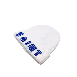 Very good condition SAINT Mxxxxxx SEGA Saint Michael SEGA SG KNIT CAP SAINT SEGA Beanie Knit Cap Patch White Blue SM-HR1-0000-C67 Used 4a002584