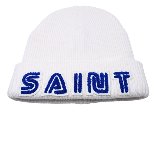 Very good condition SAINT Mxxxxxx SEGA Saint Michael SEGA SG KNIT CAP SAINT SEGA Beanie Knit Cap Patch White Blue SM-HR1-0000-C67 Used 4a002584