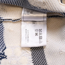 画像をギャラリービューアに読み込む, 極美品 CHANEL シャネル ボーダー柄ニットワンピース カメリア刺繍 パールボタン ボーダー ホワイト ネイビー ココマーク P56095K07378 中古 4a002567