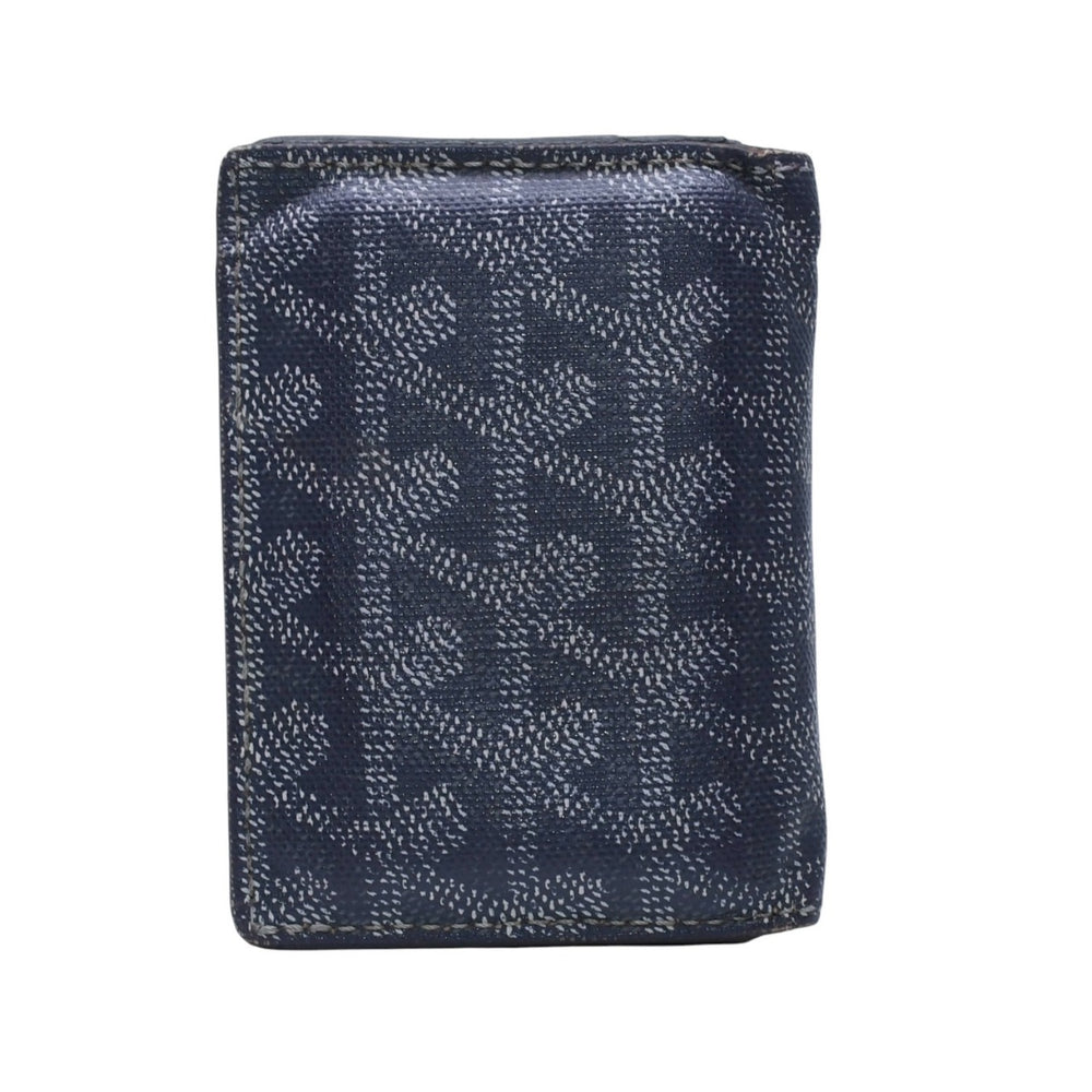 GOYARD ゴヤールサンピエールカードウォレット ヘリンボーン柄 キャンバス レザー グレー イエロー 杉綾模様 カードケース 良品 中古 4a002616