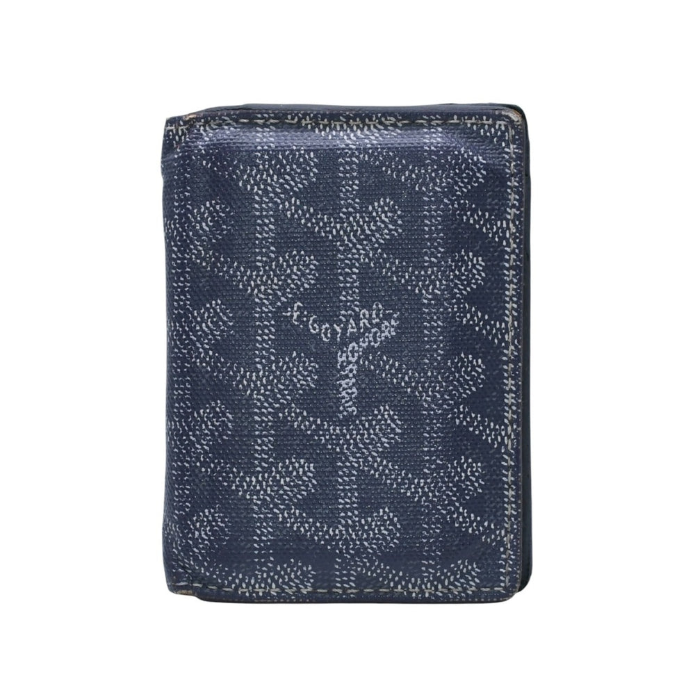 GOYARD ゴヤールサンピエールカードウォレット ヘリンボーン柄 キャンバス レザー グレー イエロー 杉綾模様 カードケース 良品 中古 4a002616