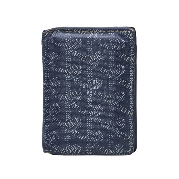 GOYARD ゴヤールサンピエールカードウォレット ヘリンボーン柄 キャンバス レザー グレー イエロー 杉綾模様 カードケース 良品 中古 4a002616