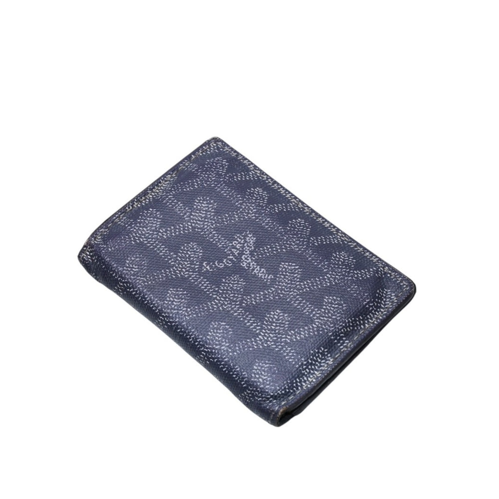 GOYARD Goyard Saint Pierre Card Wallet Herringbone Pattern Canvas Leather Gray Yellow Herringbone Pattern Card Case Good Used 4a002616