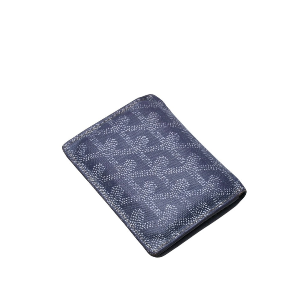 GOYARD Goyard Saint Pierre Card Wallet Herringbone Pattern Canvas Leather Gray Yellow Herringbone Pattern Card Case Good Used 4a002616