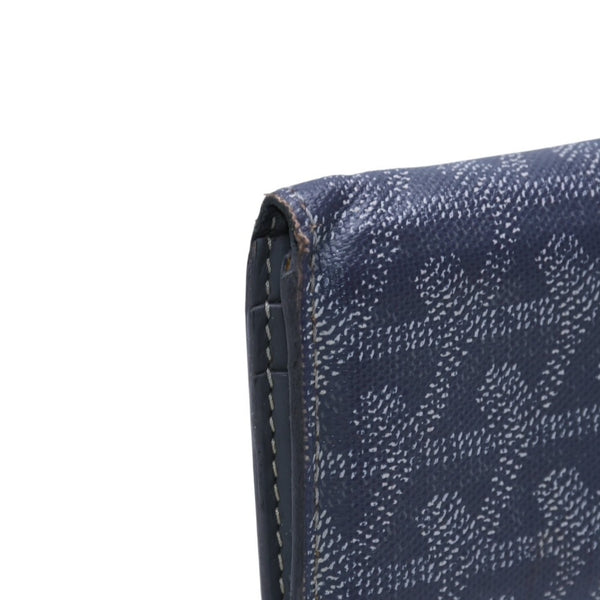 GOYARD ゴヤールサンピエールカードウォレット ヘリンボーン柄 キャンバス レザー グレー イエロー 杉綾模様 カードケース 良品 中古 4a002616