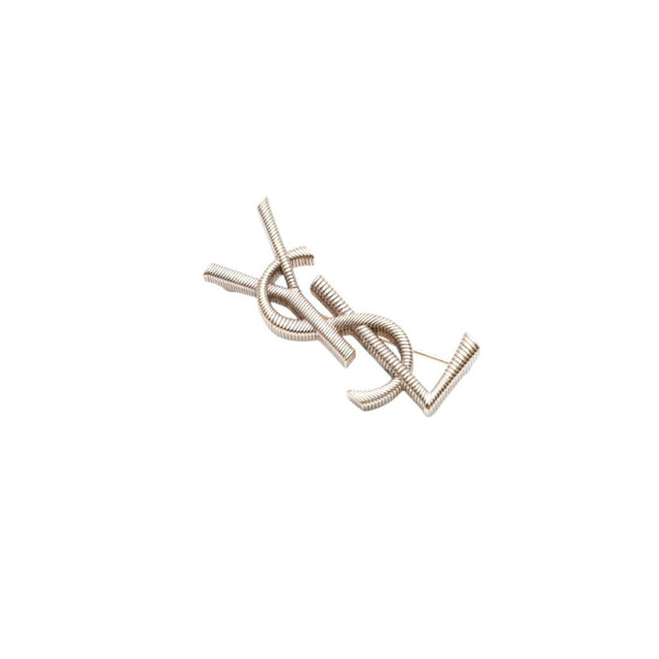 YVES SAINT LAURENT イヴ・サンローラン ブローチ カサンドラ ブランドロゴ オピウム ゴールド 美品 中古 4a002400