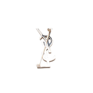 YVES SAINT LAURENT イヴ・サンローラン ブローチ カサンドラ ブランドロゴ オピウム ゴールド 美品 中古 4a002400