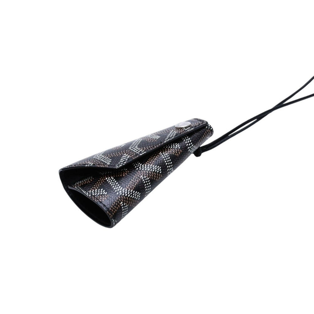 極美品 GOYARD ゴヤール シャンベラン レザー キーチャーム バッグチャーム ブラック PVC VAE020194 中古 4a002714