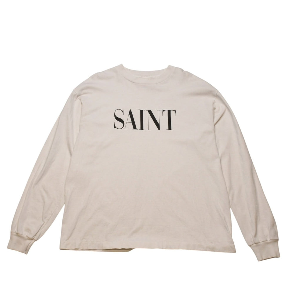 Very good condition SAINT MICHAEL Saint Michael long sleeve T-shirt SM-HR8-0000-035 Size L White Black Print 666 Used 4a002591