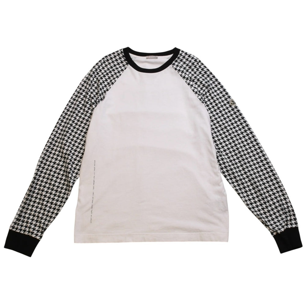 MONCLER FRGMT 千鳥格子 長袖カットソー ブラック ホワイト Houndstooth Long Sleeve T-Shirt 美品 中古 4a002588