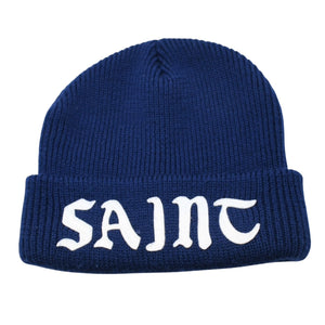 Very good condition SAINT Mxxxxxx St. Michael KNIT CAP Beanie Knit Cap Navy Patch Wool One Size SM-YS1-0000-083 Used 4a002598
