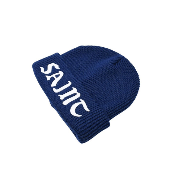 Very good condition SAINT Mxxxxxx St. Michael KNIT CAP Beanie Knit Cap Navy Patch Wool One Size SM-YS1-0000-083 Used 4a002598