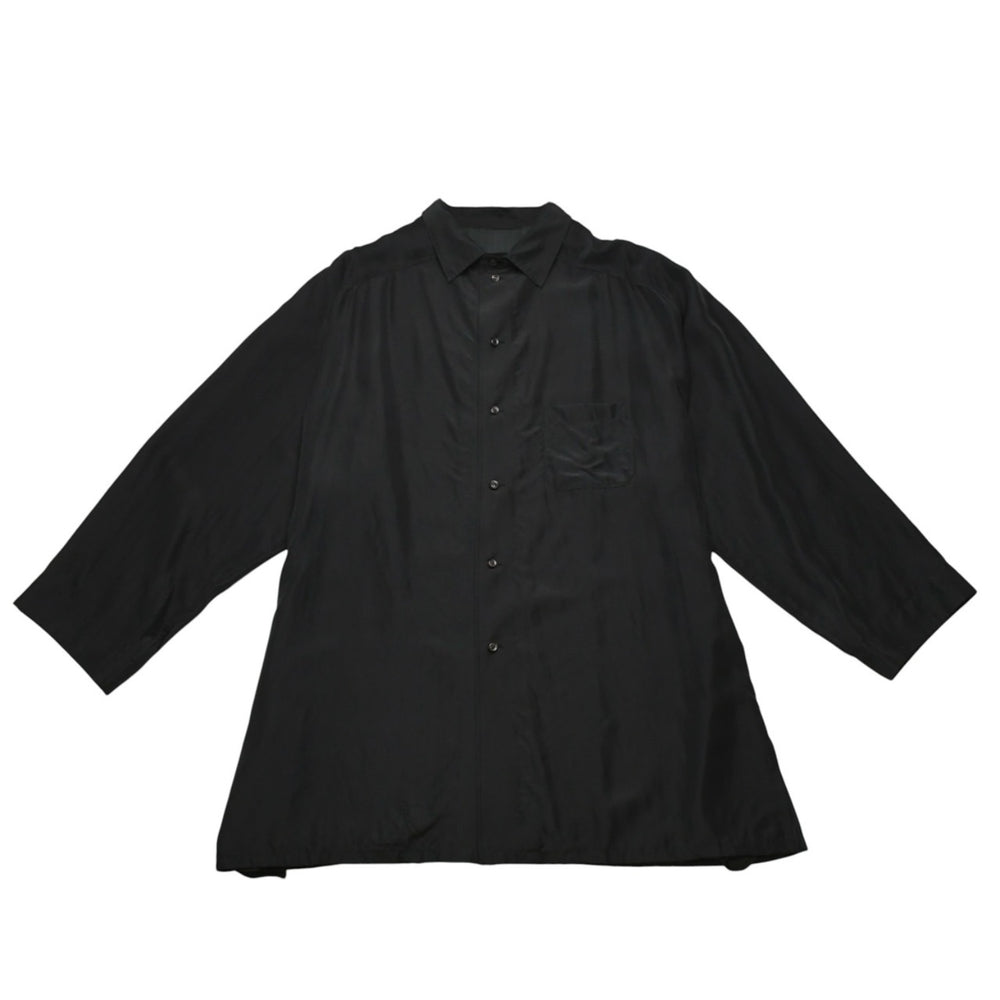 Very Good Condition Yohji Yamamoto POUR HOMME 2018SS Yusuke Saito Silk Blouse Shirt Taisho Modern Girl Black Secret Print HW-B95-424 Used 4a002418