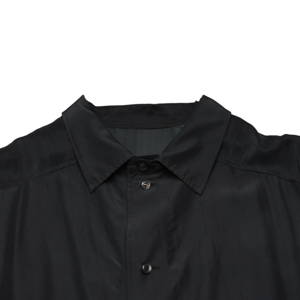極美品 Yohji Yamamoto POUR HOMME ヨウジヤマモトプールオム 2018SS サイトウユウスケ シルクブラウス シャツ 大正モダンガール ブラック ナイショプリント HW-B95-424 中古 4a002418
