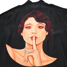 画像をギャラリービューアに読み込む, 極美品 Yohji Yamamoto POUR HOMME ヨウジヤマモトプールオム 2018SS サイトウユウスケ シルクブラウス シャツ 大正モダンガール ブラック ナイショプリント HW-B95-424 中古 4a002418