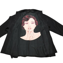 画像をギャラリービューアに読み込む, 極美品 Yohji Yamamoto POUR HOMME ヨウジヤマモトプールオム 2018SS サイトウユウスケ シルクブラウス シャツ 大正モダンガール ブラック ナイショプリント HW-B95-424 中古 4a002418