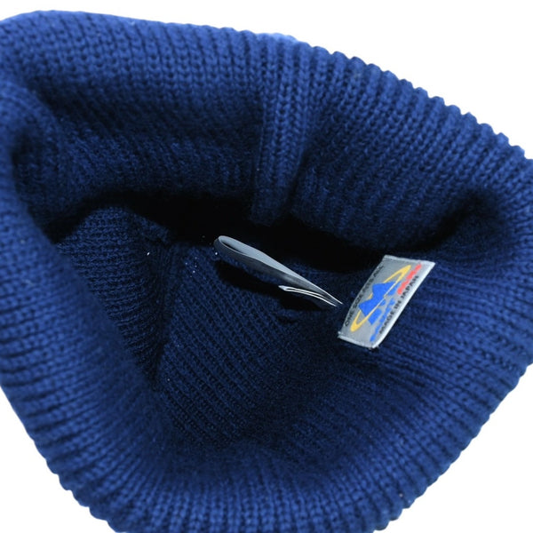 Very good condition SAINT Mxxxxxx St. Michael KNIT CAP Beanie Knit Cap Navy Patch Wool One Size SM-YS1-0000-083 Used 4a002598