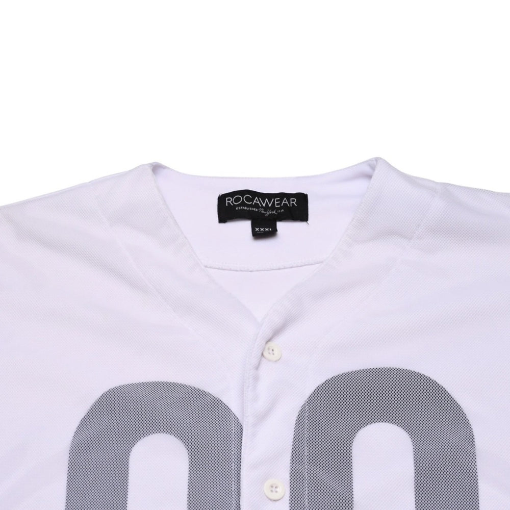 極美品 ROCAWEAR ロカウェア ベースボールシャツ 半袖 サイズXXXL White ホワイト Black ブラック 中古 4a002606