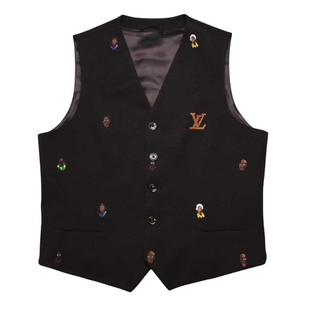 Very Good Condition LOUIS VUITTON Brown Vest Embroidered Classic Waistcoat Henry Taylor CA 36929 Used 4a002712
