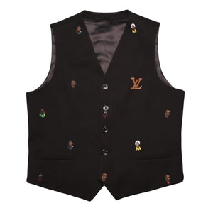 Very Good Condition LOUIS VUITTON Brown Vest Embroidered Classic Waistcoat Henry Taylor CA 36929 Used 4a002712