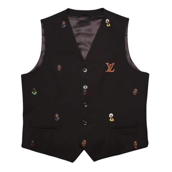 Very Good Condition LOUIS VUITTON Brown Vest Embroidered Classic Waistcoat Henry Taylor CA 36929 Used 4a002712