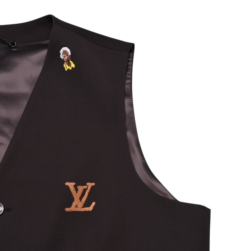 極美品 LOUIS VUITTON ルイヴィトン ブラウン ベスト Embroidered Classic Waistcoat Henry Taylor CA 36929 中古 4a002712