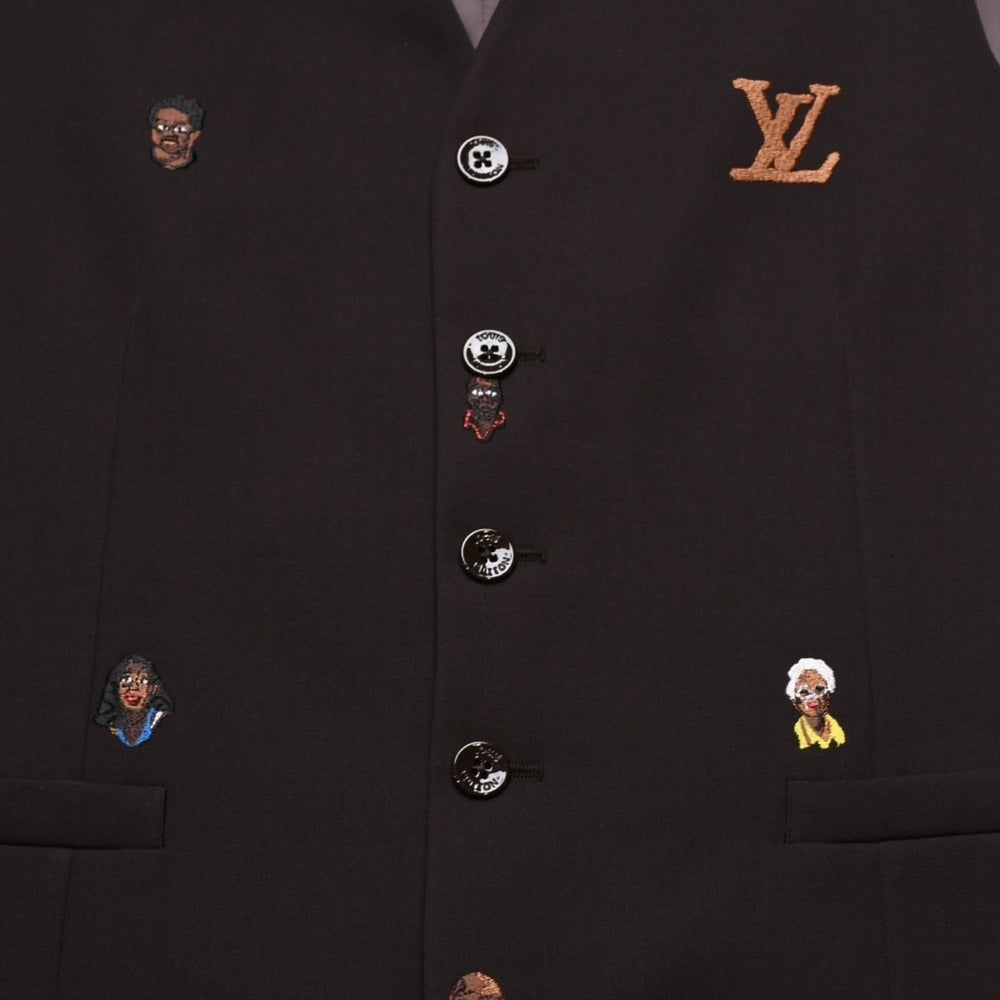 極美品 LOUIS VUITTON ルイヴィトン ブラウン ベスト Embroidered Classic Waistcoat Henry Taylor CA 36929 中古 4a002712
