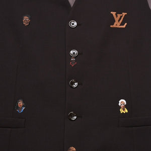 Very Good Condition LOUIS VUITTON Brown Vest Embroidered Classic Waistcoat Henry Taylor CA 36929 Used 4a002712