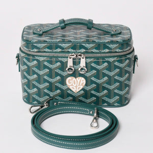 新品未使用 GOYARD ゴヤール ミューズ ヴァニティケース ミニ ナノ バニティバッグ グリーン マカージュ 2way ゴヤールディンキャンバス カーフスキン 中古 4a002609