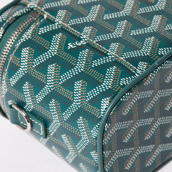 新品未使用 GOYARD ゴヤール ミューズ ヴァニティケース ミニ ナノ バニティバッグ グリーン マカージュ 2way ゴヤールディンキャンバス カーフスキン 中古 4a002609