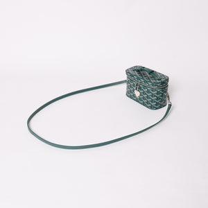 新品未使用 GOYARD ゴヤール ミューズ ヴァニティケース ミニ ナノ バニティバッグ グリーン マカージュ 2way ゴヤールディンキャンバス カーフスキン 中古 4a002609