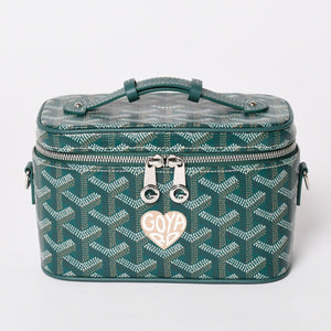 新品未使用 GOYARD ゴヤール ミューズ ヴァニティケース ミニ ナノ バニティバッグ グリーン マカージュ 2way ゴヤールディンキャンバス カーフスキン 中古 4a002609