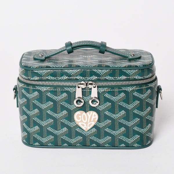 新品未使用 GOYARD ゴヤール ミューズ ヴァニティケース ミニ ナノ バニティバッグ グリーン マカージュ 2way ゴヤールディンキャンバス カーフスキン 中古 4a002609