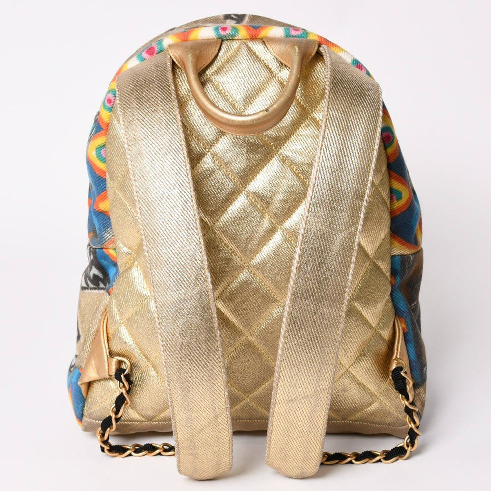 極美品 CHANEL シャネル グラフィティ リュック バックパック 28番台 ココマーク メディエダールコレクション エジプト AS0867 ゴールド 中古 4a002745