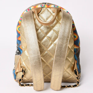 極美品 CHANEL シャネル グラフィティ リュック バックパック 28番台 ココマーク メディエダールコレクション エジプト AS0867 ゴールド 中古 4a002745