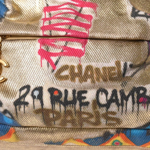 極美品 CHANEL シャネル グラフィティ リュック バックパック 28番台 ココマーク メディエダールコレクション エジプト AS0867 ゴールド 中古 4a002745