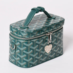 新品未使用 GOYARD ゴヤール ミューズ ヴァニティケース ミニ ナノ バニティバッグ グリーン マカージュ 2way ゴヤールディンキャンバス カーフスキン 中古 4a002609