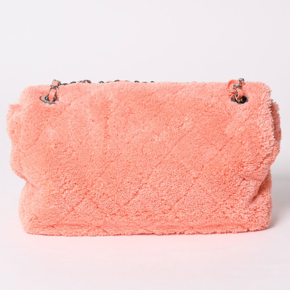 極美品 CHANEL シャネル ココビーチ フラップバッグ ショルダーバッグ 2019 マトラッセキルティング テリークロス ラムスキン ココマーク ターンロック 27番台 シルバー金具 中古 4a002885