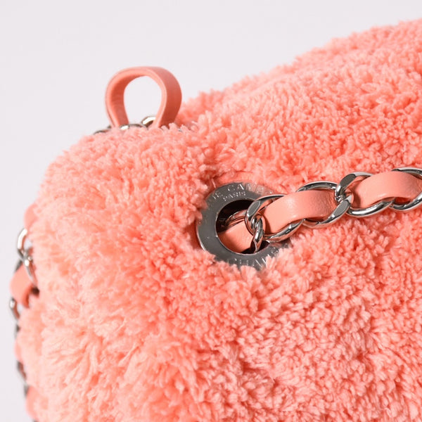 極美品 CHANEL シャネル ココビーチ フラップバッグ ショルダーバッグ 2019 マトラッセキルティング テリークロス ラムスキン ココマーク ターンロック 27番台 シルバー金具 中古 4a002885