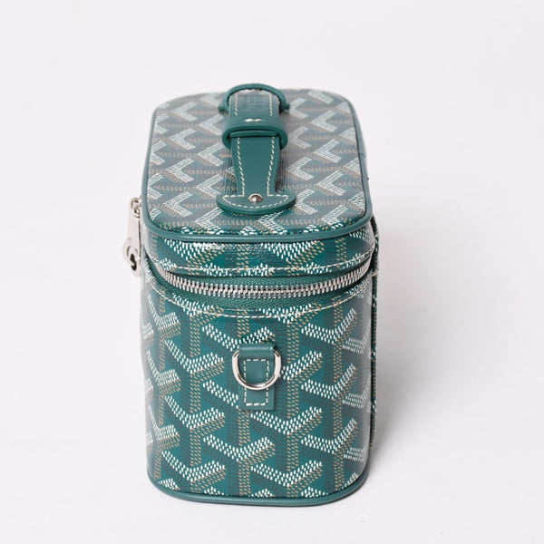 新品未使用 GOYARD ゴヤール ミューズ ヴァニティケース ミニ ナノ バニティバッグ グリーン マカージュ 2way ゴヤールディンキャンバス カーフスキン 中古 4a002609
