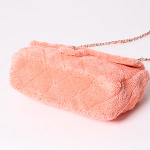 極美品 CHANEL シャネル ココビーチ フラップバッグ ショルダーバッグ 2019 マトラッセキルティング テリークロス ラムスキン ココマーク ターンロック 27番台 シルバー金具 中古 4a002885