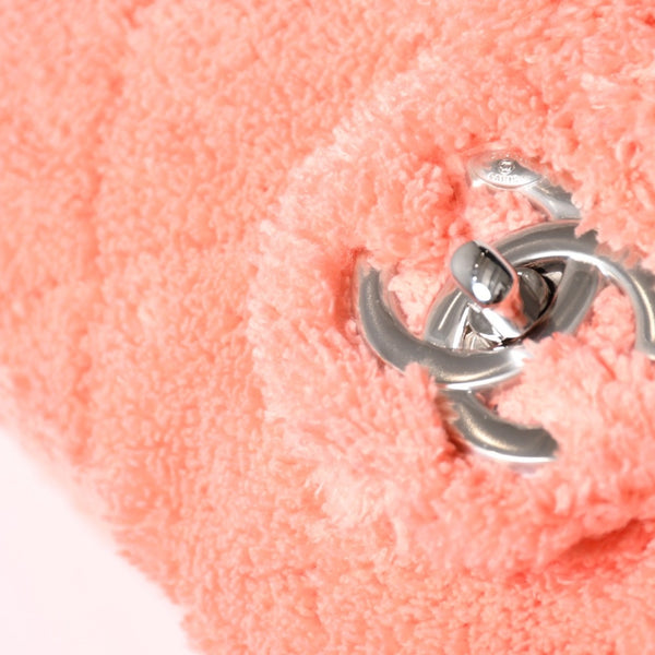 極美品 CHANEL シャネル ココビーチ フラップバッグ ショルダーバッグ 2019 マトラッセキルティング テリークロス ラムスキン ココマーク ターンロック 27番台 シルバー金具 中古 4a002885