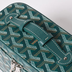 新品未使用 GOYARD ゴヤール ミューズ ヴァニティケース ミニ ナノ バニティバッグ グリーン マカージュ 2way ゴヤールディンキャンバス カーフスキン 中古 4a002609