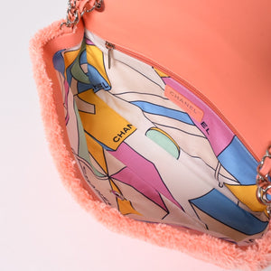 極美品 CHANEL シャネル ココビーチ フラップバッグ ショルダーバッグ 2019 マトラッセキルティング テリークロス ラムスキン ココマーク ターンロック 27番台 シルバー金具 中古 4a002885